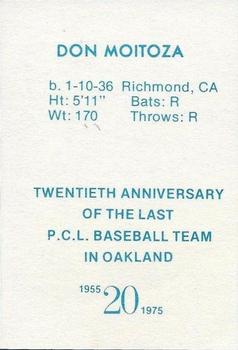 1975 Doug McWilliams 1955 Oakland Oaks #NNO Don Moitoza Back
