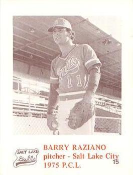 1975 Caruso Salt Lake City Gulls #15 Barry Raziano Front