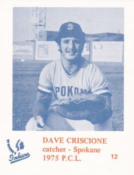 1975 Caruso Spokane Indians #12 Dave Criscione Front