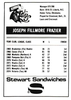 1975 Stewart Sandwiches Tidewater Tides #NNO Joe Frazier Back