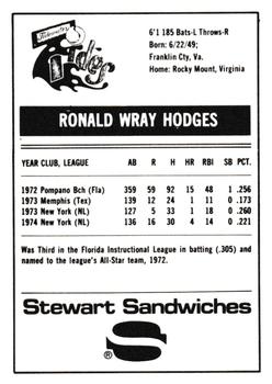 1975 Stewart Sandwiches Tidewater Tides #NNO Ron Hodges Back