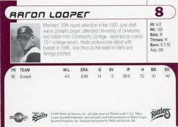 1999 Multi-Ad Wisconsin Timber Rattlers #8 Aaron Looper Back