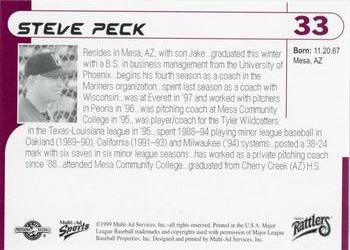 1999 Multi-Ad Wisconsin Timber Rattlers #33 Steve Peck Back