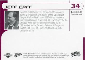 1999 Multi-Ad Wisconsin Timber Rattlers #34 Jeff Carr Back