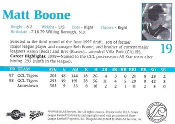 1999 Multi-Ad West Michigan Whitecaps #NNO Matt Boone Back