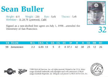 1999 Multi-Ad West Michigan Whitecaps #NNO Sean Buller Back