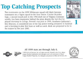 1999 Multi-Ad West Michigan Whitecaps Update #1 Brandon Inge / Eric Munson Back
