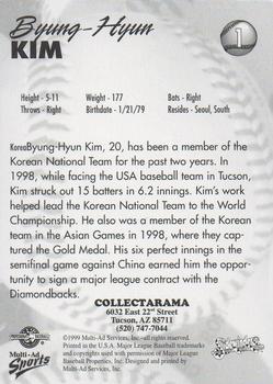1999 Multi-Ad Tucson Sidewinders #1 Byung-Hyun Kim Back