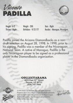 1999 Multi-Ad Tucson Sidewinders #8 Vicente Padilla Back