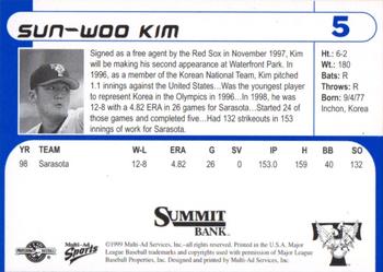 1999 Multi-Ad Trenton Thunder #5 Sun-Woo Kim Back