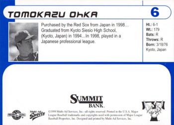 1999 Multi-Ad Trenton Thunder #6 Tomokazu Ohka Back