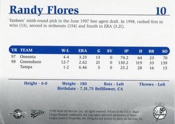 1999 Multi-Ad Tampa Yankees #10 Randy Flores Back