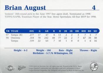 1999 Multi-Ad Tampa Yankees Update #4 Brian August Back