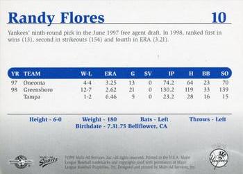 1999 Multi-Ad Tampa Yankees Update #10 Randy Flores Back