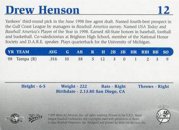 1999 Multi-Ad Tampa Yankees Update #12 Drew Henson Back