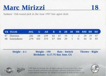 1999 Multi-Ad Tampa Yankees Update #18 Marc Mirizzi Back