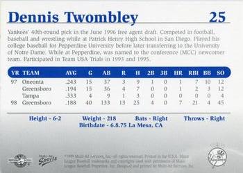 1999 Multi-Ad Tampa Yankees Update #25 Dennis Twombley Back