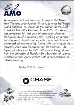 1999 Multi-Ad Staten Island Yankees #4 E.J. Amo Back