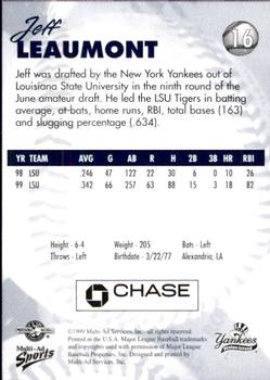 1999 Multi-Ad Staten Island Yankees #16 Jeff Leaumont Back