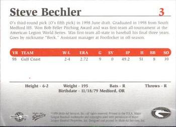 1999 Multi-Ad South Atlantic League Top Prospects #3 Steve Bechler Back