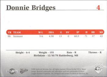 1999 Multi-Ad South Atlantic League Top Prospects #4 Donnie Bridges Back