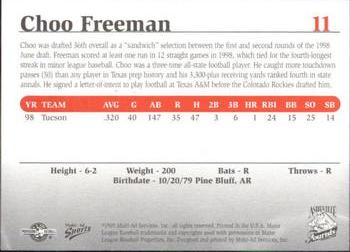 1999 Multi-Ad South Atlantic League Top Prospects #11 Choo Freeman Back