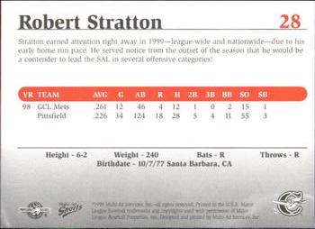 1999 Multi-Ad South Atlantic League Top Prospects #28 Robert Stratton Back