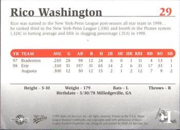 1999 Multi-Ad South Atlantic League Top Prospects #29 Rico Washington Back