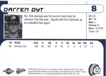 1999 Multi-Ad Peoria Chiefs #8 Darren Dyt Back