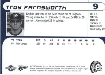 1999 Multi-Ad Peoria Chiefs #9 Troy Farnsworth Back