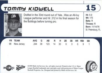 1999 Multi-Ad Peoria Chiefs #15 Tommy Kidwell Back