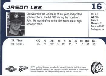 1999 Multi-Ad Peoria Chiefs #16 Jason Lee Back