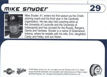 1999 Multi-Ad Peoria Chiefs #29 Mike Snyder Back