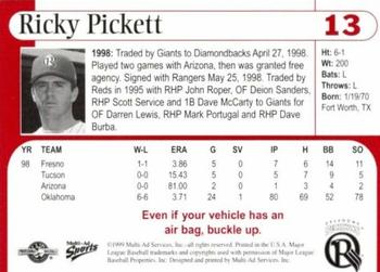 1999 Multi-Ad Oklahoma RedHawks #13 Ricky Pickett Back