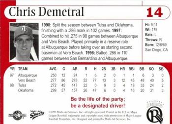 1999 Multi-Ad Oklahoma RedHawks #14 Chris Demetral Back