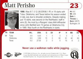 1999 Multi-Ad Oklahoma RedHawks #23 Matt Perisho Back