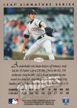 1996 Leaf Signature Series - Autographs Silver #NNO Andy Ashby Back