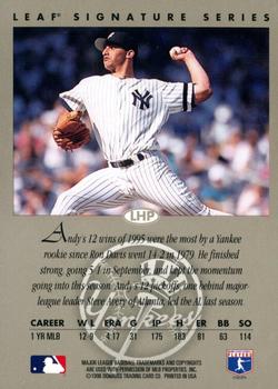 1996 Leaf Signature Series - Autographs Silver #NNO Andy Pettitte Back