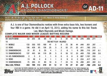 2015 Topps Arizona Diamondbacks #AD-11 A.J. Pollock Back