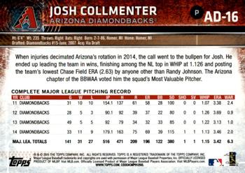 2015 Topps Arizona Diamondbacks #AD-16 Josh Collmenter Back