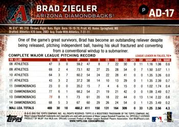 2015 Topps Arizona Diamondbacks #AD-17 Brad Ziegler Back