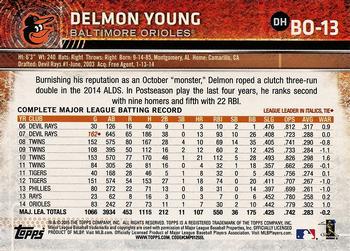 2015 Topps Baltimore Orioles #BO-13 Delmon Young Back
