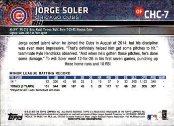 2015 Topps Chicago Cubs #CHC-7 Jorge Soler Back