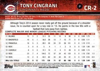 2015 Topps Cincinnati Reds #CR-2 Tony Cingrani Back