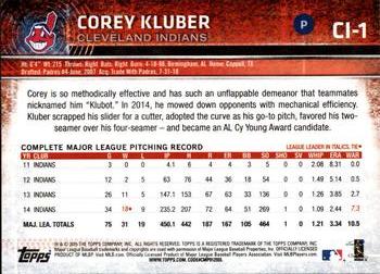 2015 Topps Cleveland Indians #CI-1 Corey Kluber Back