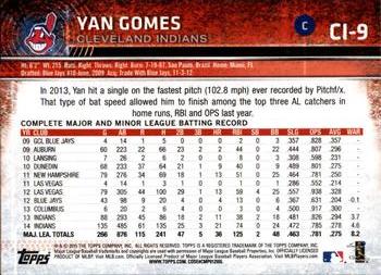 2015 Topps Cleveland Indians #CI-9 Yan Gomes Back