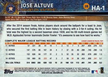 2015 Topps Houston Astros #HA-1 Jose Altuve Back