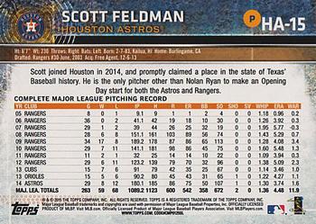 2015 Topps Houston Astros #HA-15 Scott Feldman Back