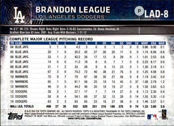 2015 Topps Los Angeles Dodgers #LAD8 Brandon League Back