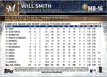 2015 Topps Milwaukee Brewers #MB-16 Will Smith Back